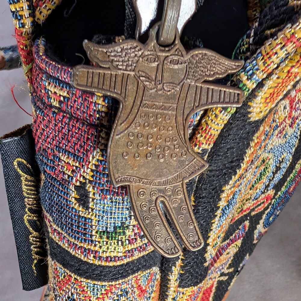 Laurel Burch Feline Cats Tapestry Bag Purse Hook And Loop Custom Zipper Pull Tag - Picture 4 of 12